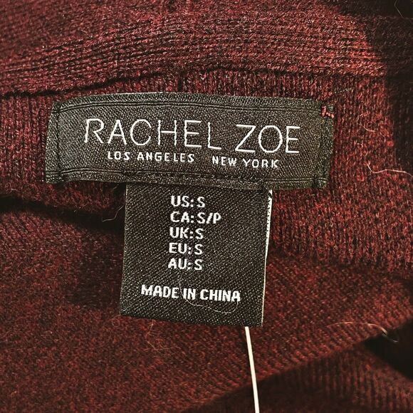 Rachel Zoe Cardigan Sweater Size S NEW Open Front Cardigan Burgundy Zipped Sides - Picture 5 of 8